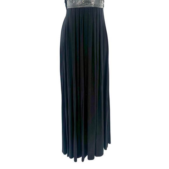 Sky Black Faux Leather Corset Top Maxi Dress Size S - Picture 4 of 7